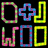 Vanblue 6Pcs Wacky Tracks Snap Click Fidget Toys for Kids Glow in The Dark Light Up 24 Links Twist and Shape Snake Toys Stress Relief Fidget Wacky Toys for ADHD Kids and Adults