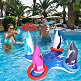 iNFUN iNJOY Pool Ring Toss Games Toys Inflatable Dolphin Swimming Pool Toys Floating Toss Game for Kids Adults Family for Pool Party Water Carnival Outdoor Toys