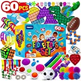 (60 Pcs) Fidget Toys Stocking Stuffers for Kids Pop Its It Gift Ideas Fidgets Gifts Boys Girls Party Favors Sensory Toy Bulk Pack Stress Autistic Autism Treasure Classroom Prizes Ages 3-12 Years Old