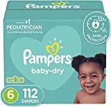 Diapers Size 6, 112 Count – Pampers Baby Dry Disposable Baby Diapers, Enormous Pack, Packaging & Prints May Vary,Size 6 (Pack of 112)