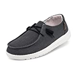 Hey Dude Women’s Wendy Chambray Off Black Size 7 | Women’s Shoes | Women’s Lace Up Loafers | Comfortable & Light-Weight