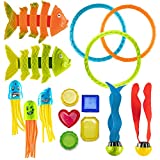 Prextex 15 Pack Pool Diving Toy Set with Carrying Bag for Kids Summer Fun – Sinking Diving Toys for Underwater Pool Swimming