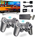 Boboolynn Wireless Retro Game Console, Plug and Play Video Games 4K HDMI Output for TV, Classic Game Stick Built in 10000+ Games with 9 Emulators and 2 Wireless Controller 2.4G Gift for Kids & Adults