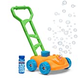 Little Kids FUBBLES NO Spill Bubble Lawn Mower | Includes 4oz Non Tox Refill Solution | Automatic Bubble Blower Machine | Toddler Outdoor Bubble Toy , Orange