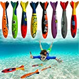 Haktoys Underwater Diving Torpedo Bandits, Swimming Pool Toy 5” Sharks Glides Up to 20 Feet Fun Water Games for Boys and Girls (Set of 8 Pieces)