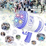 VERSDITAS 76 Hole Gatlin Bubble Gun，Rocket Launcher Bubble Machine Gun，Thousands of Bubbles Per Minute, Suitable for Kids, Adults, Suitable for Indoor and Outdoor Birthday Parties (Purple)…