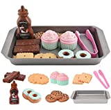 ELitao Cookie Play Food Set, Play Food for Kids Kitchen – Toy Food Accessories – Toy Foods with Play Baking Cookies and Cupcakes Plastic Food for Pretend Play, Kids Toddler Childrens Birthday Gifts