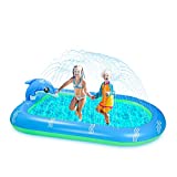 Ankuka Inflatable Sprinkler Pool Family Swimming Kiddie Pool Outdoor Backyard Water Play Splash Pad Wading Pool Summer Fun Toys for Kids Children Dogs(Large:67 inch 43 inch)