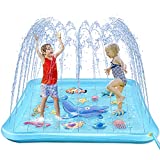 Growsland Splash Pad for Toddlers, Outdoor Sprinkler for Kids, 67″ Summer Water Toys Inflatable Wading Baby Pool Fun Gifts for 3 4 5 6 7 8 9 Years Old Boy Girl Backyard Garden Lawn Outdoor Games