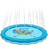 Splash Pad, 68 Inch Large Sprinkler for Kids, Wading Pool for Learning – Children’s Sprinkler Pool, Inflatable Water Toys – Map of America Outdoor Swimming Pool for Babies and Toddlers