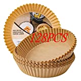 128 PCS Air Fryer Disposable Paper Liner, 6.3 IN’ Non Stick Baking and Parchment Paper Sheets, Water-proof, Oil-proof, Food Grade Baking Paper, Round Baking Paper Liners for Baking Roasting Microwave