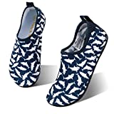 HIITAVE Baby Swim Water Shoes Non-Slip Quick Dry Barefoot Beach Aqua Pool Socks for Boys & Girls Kids Toddler Navy/Shark 6-7 M US Toddler