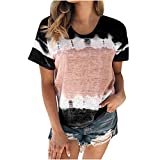 Womens Summer Tops 2022 Casual Trendy Short Sleeve V Neck T Shirts Plus Size Floral Shirt Cute Tees Dressy Blouses Tshirt, Black-02