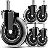 Office Chair Wheels – Replacement Rubber Wheels – Universal Fit 3 Inch Chair Casters, Heavy-Duty Chair Wheels, Noise Free, Fits 98% Chair, for All Floor (5)