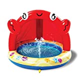 Sloosh Kiddie Pool with Canopy Baby Pool Inflatable Crab Sprinkler, Wading Pool for Learning,Children’s Sprinkler Pool,Kiddie Water Pool Toys,Outdoor Swimming Pool for Kids