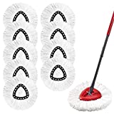 10 Packs Spin Mop Replacement Heads,100% Microfiber Mop Refills, Easy Cleaning Mop Head Replacement, EasyWring Mop Refills Compatible with Triangle Spin Mop, White