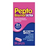 Pepto Bismol Caplets Ultra for Nausea, Heartburn, Indigestion, Upset Stomach, and Diarrhea – 5 Symptom Fast Relief 24 ct