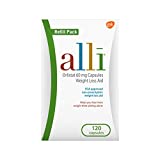 Alli Weight Loss Diet Pills, Orlistat 60 mg Capsules, Non Prescription Weight Loss Aid, 120 Count Refill Pack