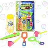 ArtCreativity 6-Piece Bubble Toys Set for Kids, Bubble Blowing Play Set with 5 Assorted Wands and Bubble Solution, Outdoor Toys for Boys, Girls, Summer, and Backyard Fun, Bubble Toy Gifts for Children