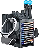 Skywin Charging Station Compatible with PS4 VR Headset – PSVR Charging Stand with Game Disc Rack, Headset and Console Stand, Cooling Fan, Controller Charger and USB Hub – Multipurpose VR Stand