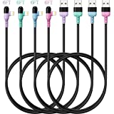 HYXing 4Colors iPhone Charger Lightning Cable, [4-Pack 6/6/6/6ft], 90 Degree Charging Cord, Apple MFi Certified for iPhone 13/12/11/SE/Xs/XS Max/XR/X/8 Plus/7/6 Plus,iPad Pro Air2,and More(Black)