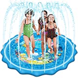 Mademax Upgraded 79″ Splash Pad, Sprinkler & Splash Play Mat, Inflatable Summer Outdoor Sprinkler Pad Water Toys Fun for Children, Infants, Toddlers, Boys, Girls and Kids