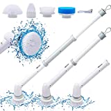 Electric Spin Scrubber, Cordless Shower Scrubber with 4 Replaceable Brush Heads, Adjustable Length Cleaning Brush with Power Display for Bathroom, Tile, Wall, Floor, Sink