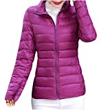 DASAYO Women Packable Puffer Jackets Stand Zip Up Warm Outdoor Coats Windproof Light Weight Classic Short Down Coats 2022