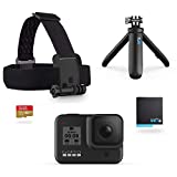 GoPro HERO8 Black Retail Bundle – Includes HERO8 Black Camera Plus Shorty, Head Strap, 32GB SD Card, and 2 Rechargeable Batteries