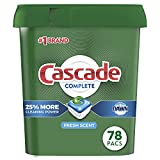 Cascade Complete Dishwasher Pods, ActionPacs Dishwasher Detergent, Fresh Scent, 78 Count