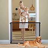 Portable Mesh Baby Gate, 70.9″ Black Mesh Magic Pet Dog Gate for Stairs/Doorways/Hallways Easy-Install Child’s Safety Gates Folding for Indoor and Outdoor