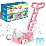 NAPEI Bubble Machine, Bubble Lawn Mower for Toddlers 1-3, Toy Push Lawn Mower,Bubble Blowing Lawn Mower, Outdoor Bubble Mower for Preschool Kids Boys Girls, Backyard, Garden, Park, Pink