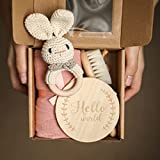 Baby Gift Set for Newborn New Baby Gift Set – 6 PCS Newborn Baby Essentials Baby Bath Set with Baby Blanket Baby Rattle – New Born Baby Girls Gift & Baby Boy Gifts for Baby Shower (Bunny-1)