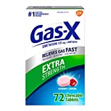 Gas-X Extra Strength Chewable Gas Relief Tablets with Simethicone 125 mg, Cherry – 72 Count