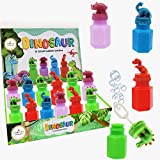 Dinosaur Bubbles in A Neon Bottle, Includes Bubble Wand – Hexagon Bubble Bottles Party Favors, 3″ Bottle (12-Pack)