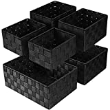 Woven Storage Baskets, Storage Bins Cube Basket Container Baskets Storage Boxes Organizers for Clothes / Dresser/ Closet/ Towels, Set of 6 (black)