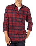 Amazon Essentials Men’s Standard Long-Sleeve Flannel Shirt (Available in Big & Tall), Red, Plaid, Medium