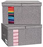 Foldable Storage Bins with Lids, 2Pack Large Storage Box Clothes Storage Closet Organizers Storage Containers, Fabric Storage Cubes Organizer with Handles for Blanket Comforter Bedding, 21×13.4×11.4in