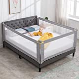 wanan Bed Rail for Toddlers, 3 Pieces Extra Long Baby Bed Rail Guard for Kids, All-Round Sturdy Baby Bed Fence, Infants Safety Bed Guardrail, Fit Queen King Mattress (Gray Without Pattern, King)