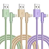 iPhone Charger,3 Pack 6FT Lightning Cable [Apple MFi Certified] iPhone Fast Charging Cable 90 Degree Nylon Braided Cord Compatible with iPhone 14/13/12/11 Pro Max/XS MAX/XR/XS/X/8/7/Plus/iPad