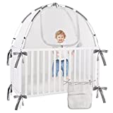 YOMECHEO Baby Crib Tent, Baby Safety Crib Tent to Keep Baby from Climbing Out and Falling, Baby Mosquito Netting Crib Net Against Cats, Easy Set Up with Stable Rods Structure and Snaps