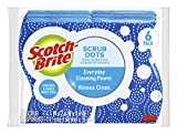Scotch-Brite Scrub Dots Non-Scratch Scrub Sponge, Rinses Clean, For Washing Dishes and Cleaning Kitchen, 6 Scrub Sponges
