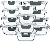 M MCIRCO 24-Piece Glass Food Storage Containers with Upgraded Snap Locking Lids,Glass Meal Prep Containers Set – Airtight Lunch Containers, Microwave, Oven, Freezer and Dishwasher