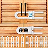 10 Pack Sliding Cabinet Locks for Babies, U-Shaped Baby Proofing Cabinets, Child Proof Cabinet Latches, Adjustable Child Safety Cabinet Locks, for Knob Handles on Kitchen, Storage, Closet, Dresser