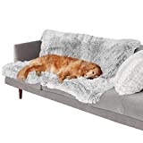Furhaven Waterproof Calming Plush Long Faux Fur & Velvet Dog Blanket – Mist Gray, Extra Large