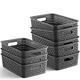 [ 8 Pack ] Plastic Storage Baskets – Small Pantry Organization and Storage Bins – Household Organizers for Laundry Room, Bathrooms, Bedrooms, Kitchens, Cabinets, Countertop, Under Sink or On Shelves
