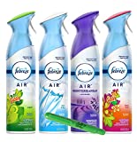 Febreeze Air Freshener Odor Eliminator Spray, Assorted Scent Febreeze Home and Bathroom Deodorizer – Original, Island Fresh, Linen Sky and Lavender with Gift Boutique Lint Stick, 4 Pack