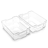 BINO | Stackable Storage Bins, Large – 2 Pack | THE STACKER COLLECTION | Clear Plastic Storage Bins | Built-In Handles | BPA-Free | Containers for Organizing Kitchen Pantry | Multi-Use Organizer Bins