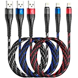 3Colorful iPhone Lightning Cable, [3-Pack 6/6/6FT], Premium USB Charging Cord, Apple MFi Certified for iPhone Charger, iPhone 13/12/11/SE/Xs/XS Max/XR/X/8 Plus/7/6 Plus(Pink/Bule/Grey)