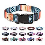 Suredoo Adjustable Dog Collar with Patterns, Ultra Comfy Soft Nylon Breathable Pet Collar for Small Medium Large Dogs (M, Bohemian Orange)